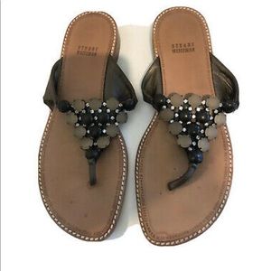 Brown/Tan beaded & rhinestone Leather